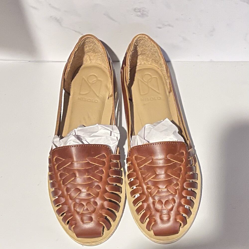 Nisolo Huarache 2.0 Sandals Women's 6 Brandy Brown Leather NWOT Handwoven